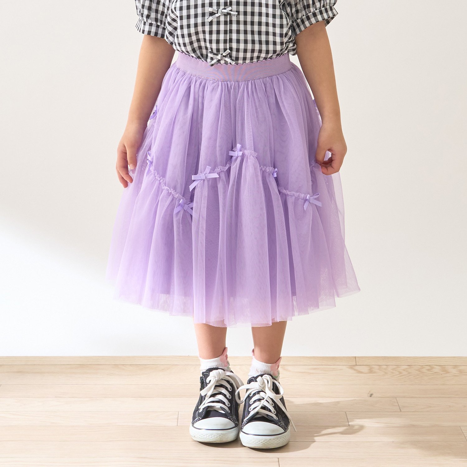 なみなみ切り替えギャザーたっぷりチュールスカート【Lycee mine バレエシリーズ】