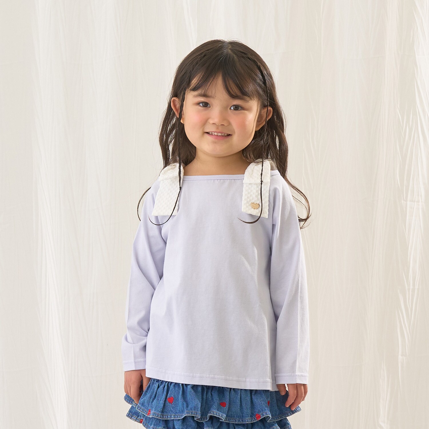 【綿100％】 【速乾・UV・型崩れしない】ボートネック肩リボンTシャツ