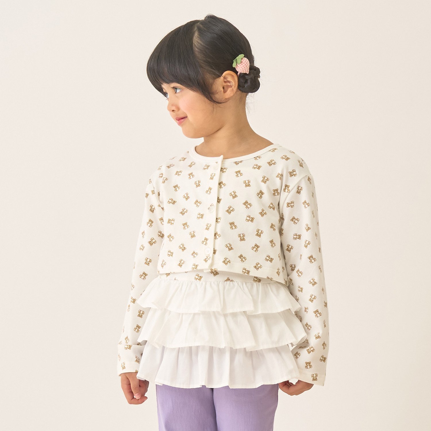 【速乾・UV・型崩れしない】アソート総柄ミニ丈カーディガン・フリルキャミセット【Lycee mine バレエシリーズ】