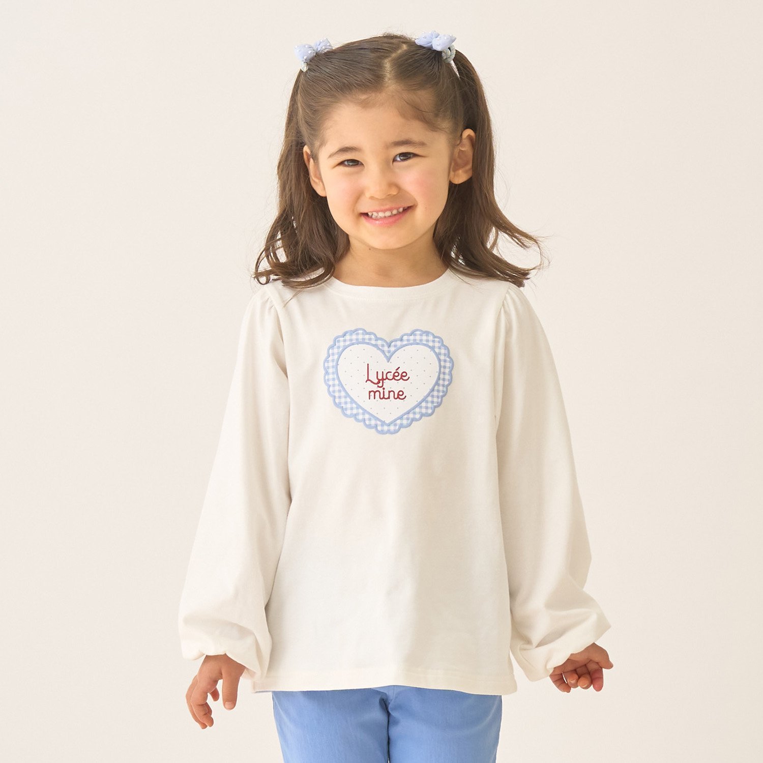 【速乾・UV・型崩れしない】ハートプリントふわっとパフスリーブTシャツ【Lycee mine バレエシリーズ】