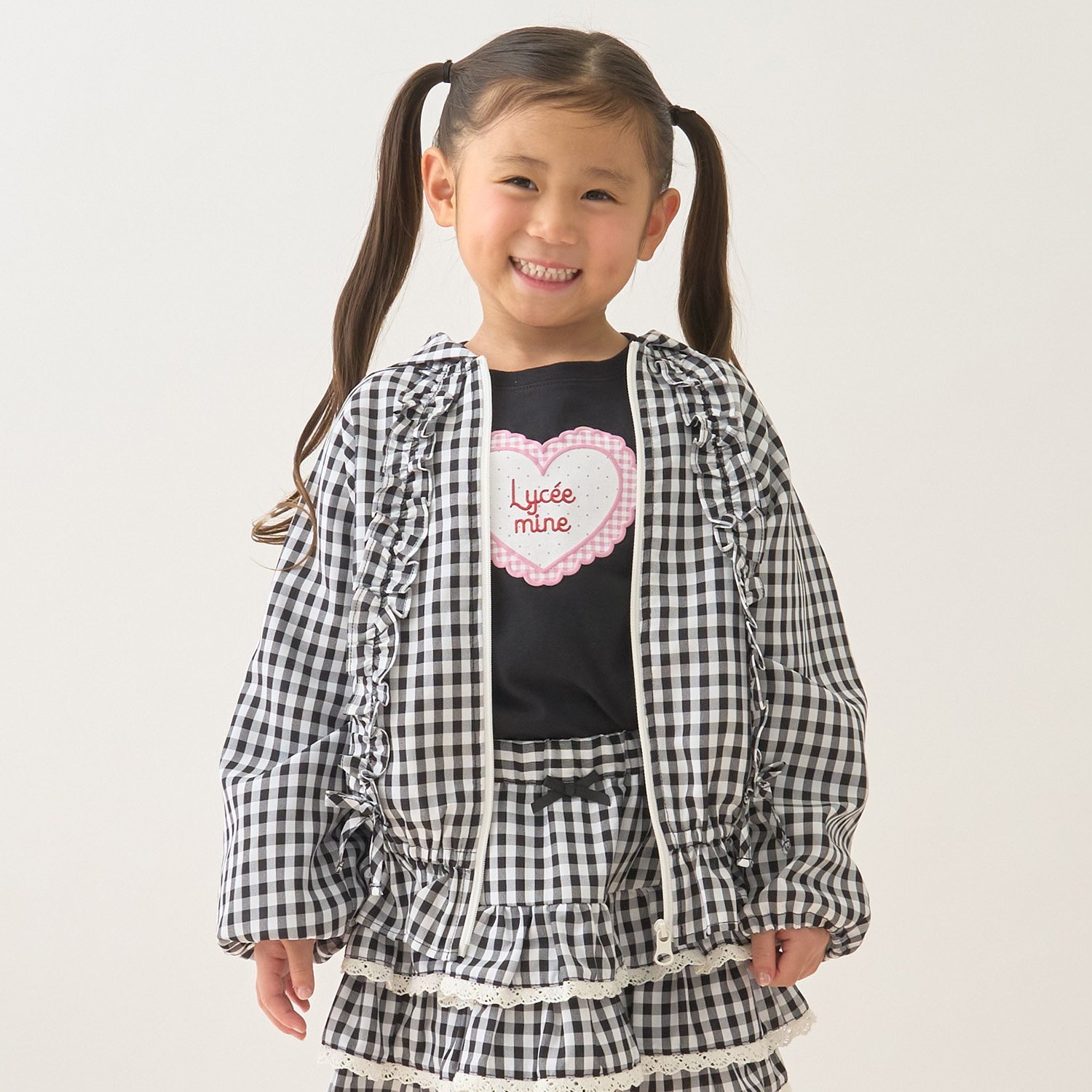【UV加工】ギンガムチェックフリルブルゾン【Lycee mineバレエシリーズ】