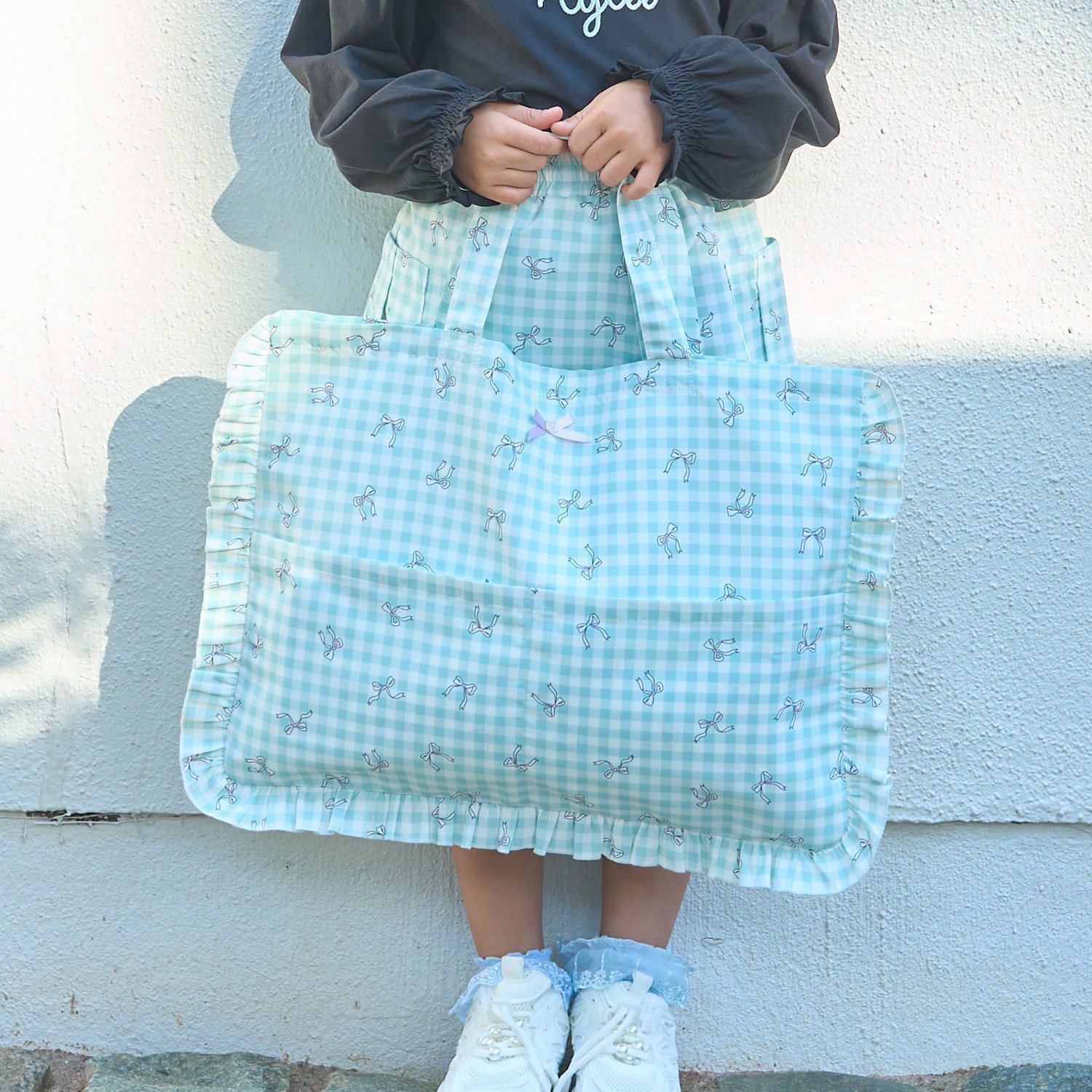 【スクール対応】【撥水・防汚・耐久・UV】リボン付きフリルレッスンバック