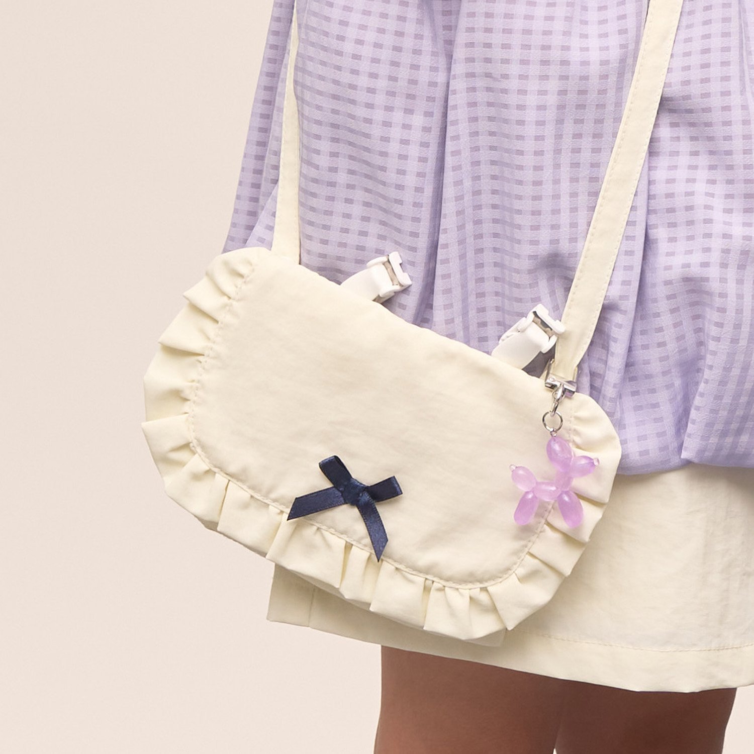 【スクール対応】【撥水・防汚・耐久・UV】リボン付きフリル移動ポケット