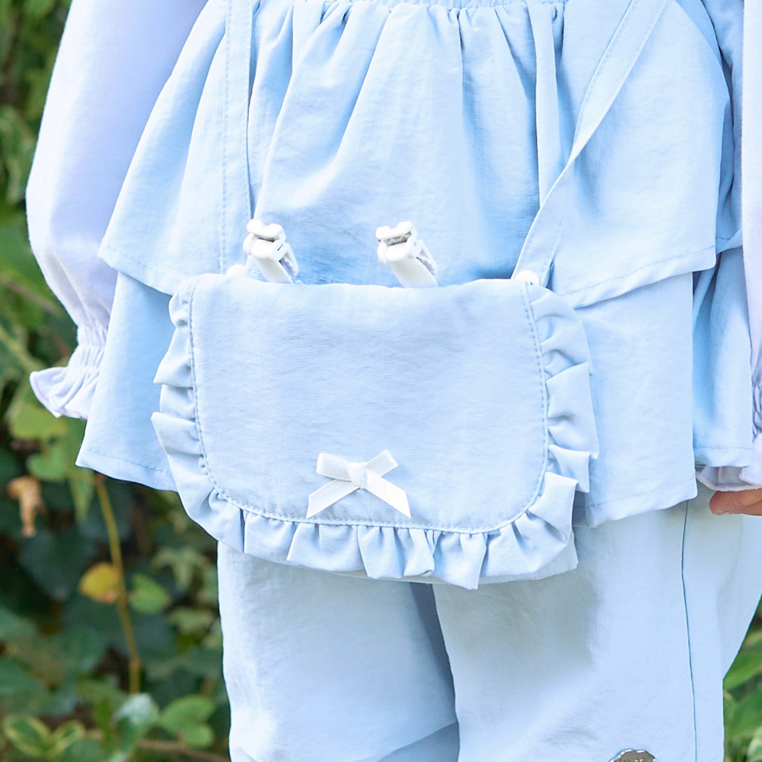 【スクール対応】【撥水・防汚・耐久・UV】リボン付きフリル移動ポケット