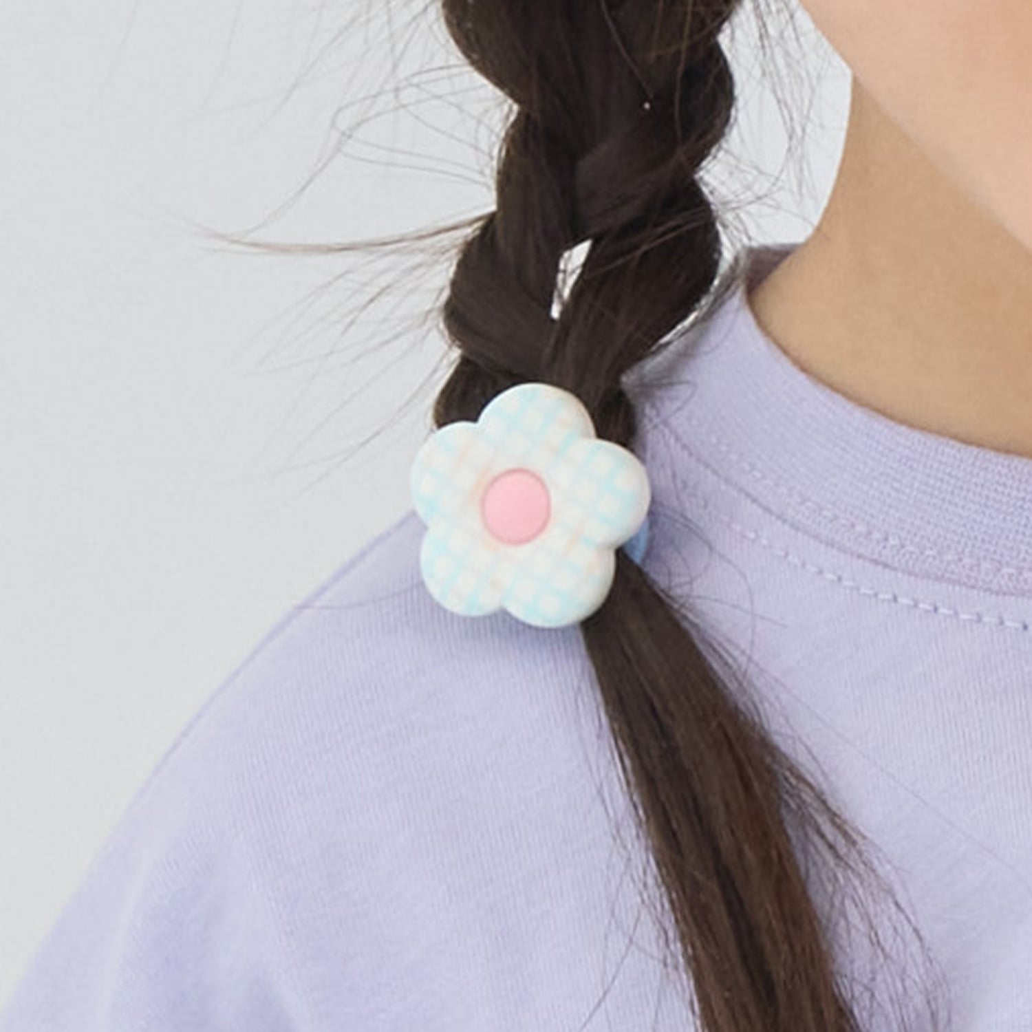 チェックフラワーヘアゴム(2コセット)