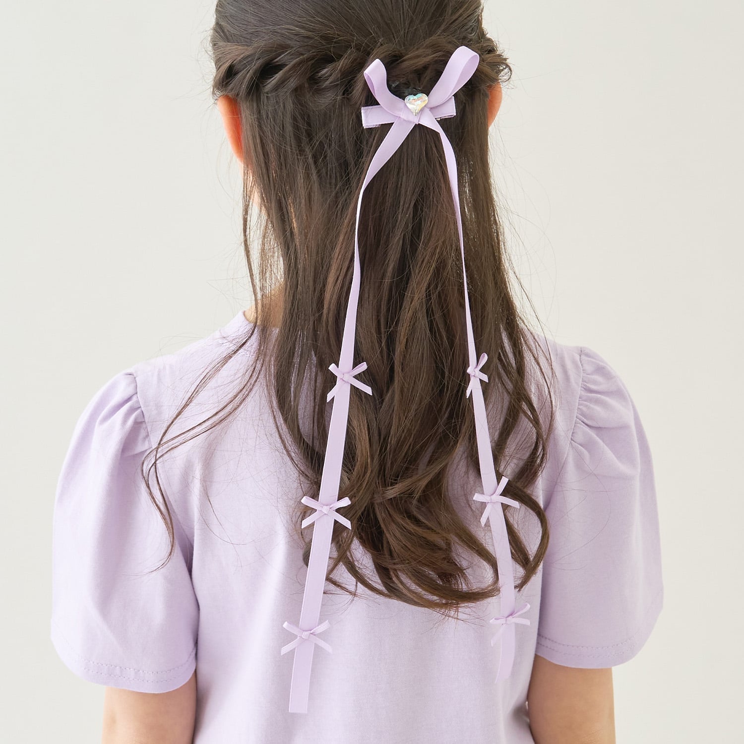 ちびちびリボン付ロングリボンヘアクリップ