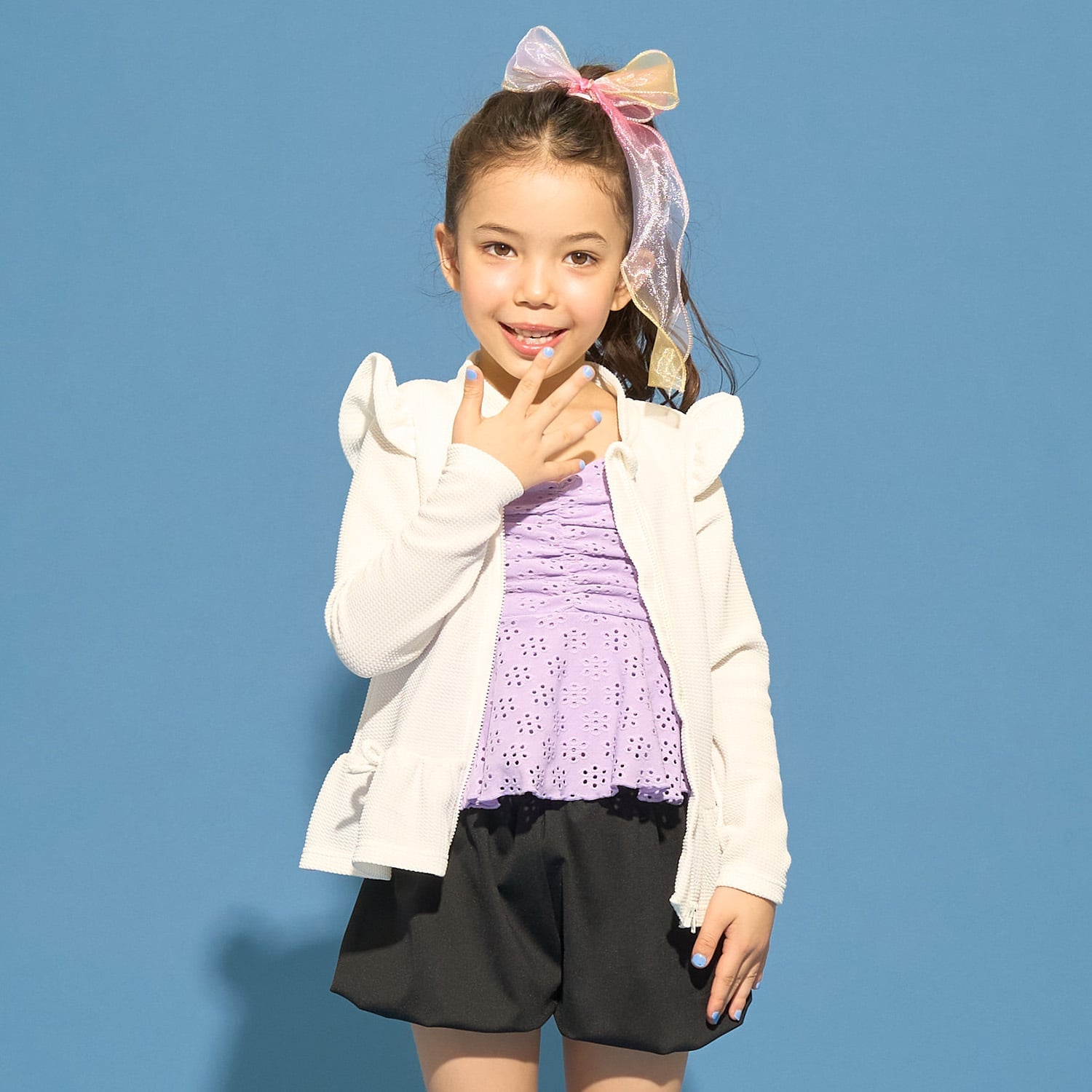 【SWIM】【UV カット】裾フリルフルジップラッシュガード