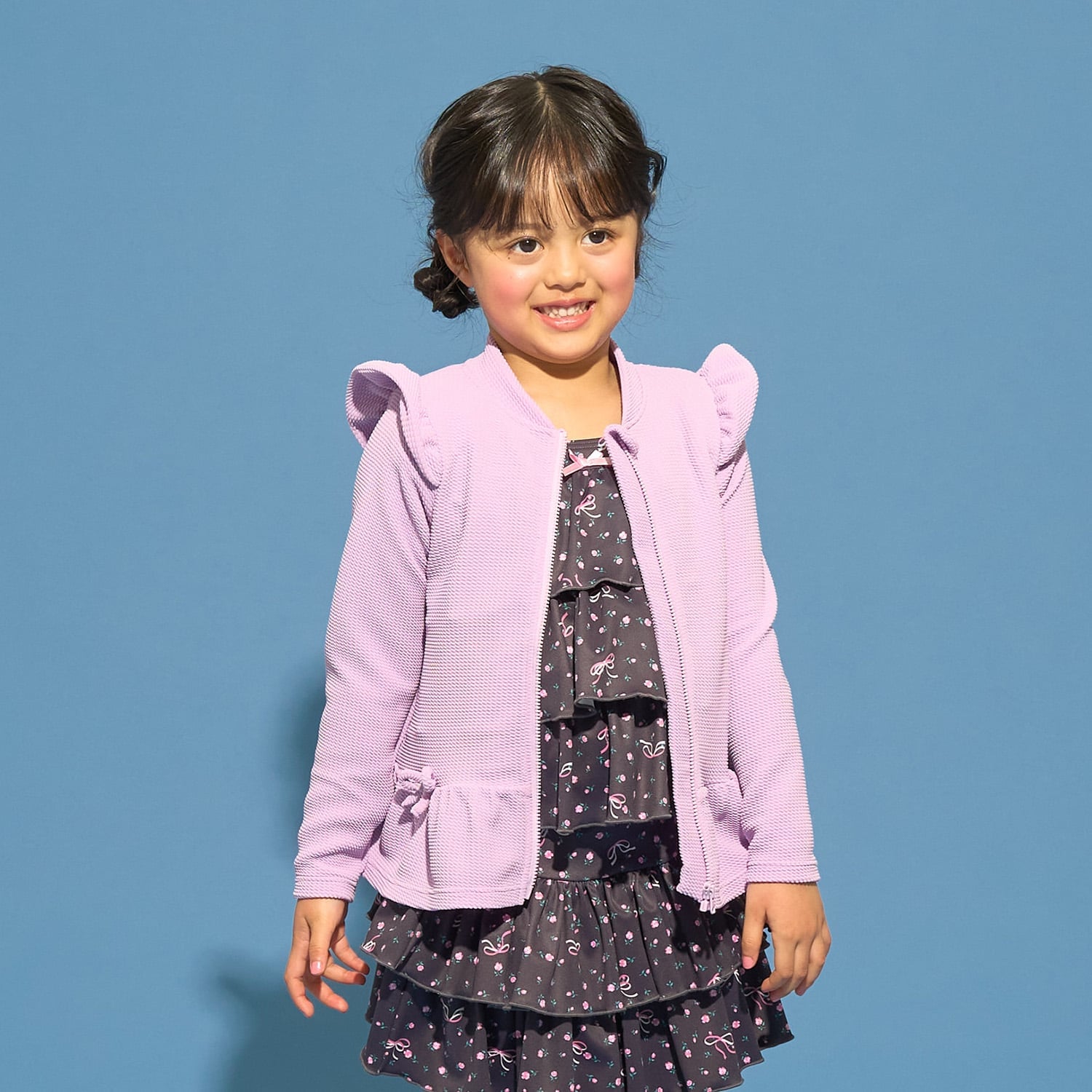 【SWIM】【UV カット】裾フリルフルジップラッシュガード