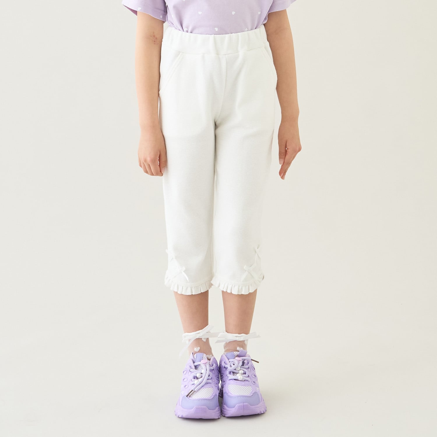 【ともパン】【防汚・UV・接触冷感】裾ラウンドフリル７分丈カプリパンツ