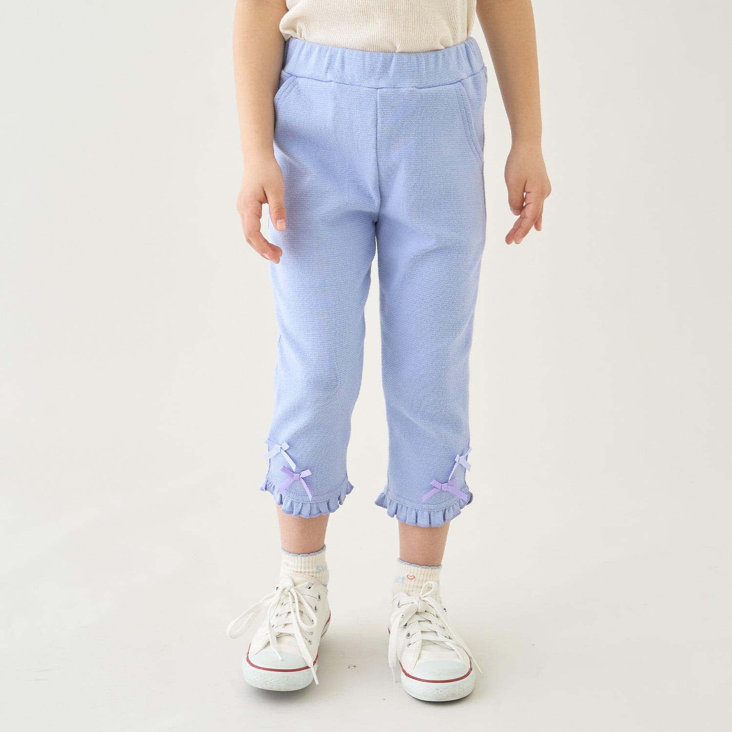 【ともパン】【防汚・UV・接触冷感】裾ラウンドフリル７分丈カプリパンツ