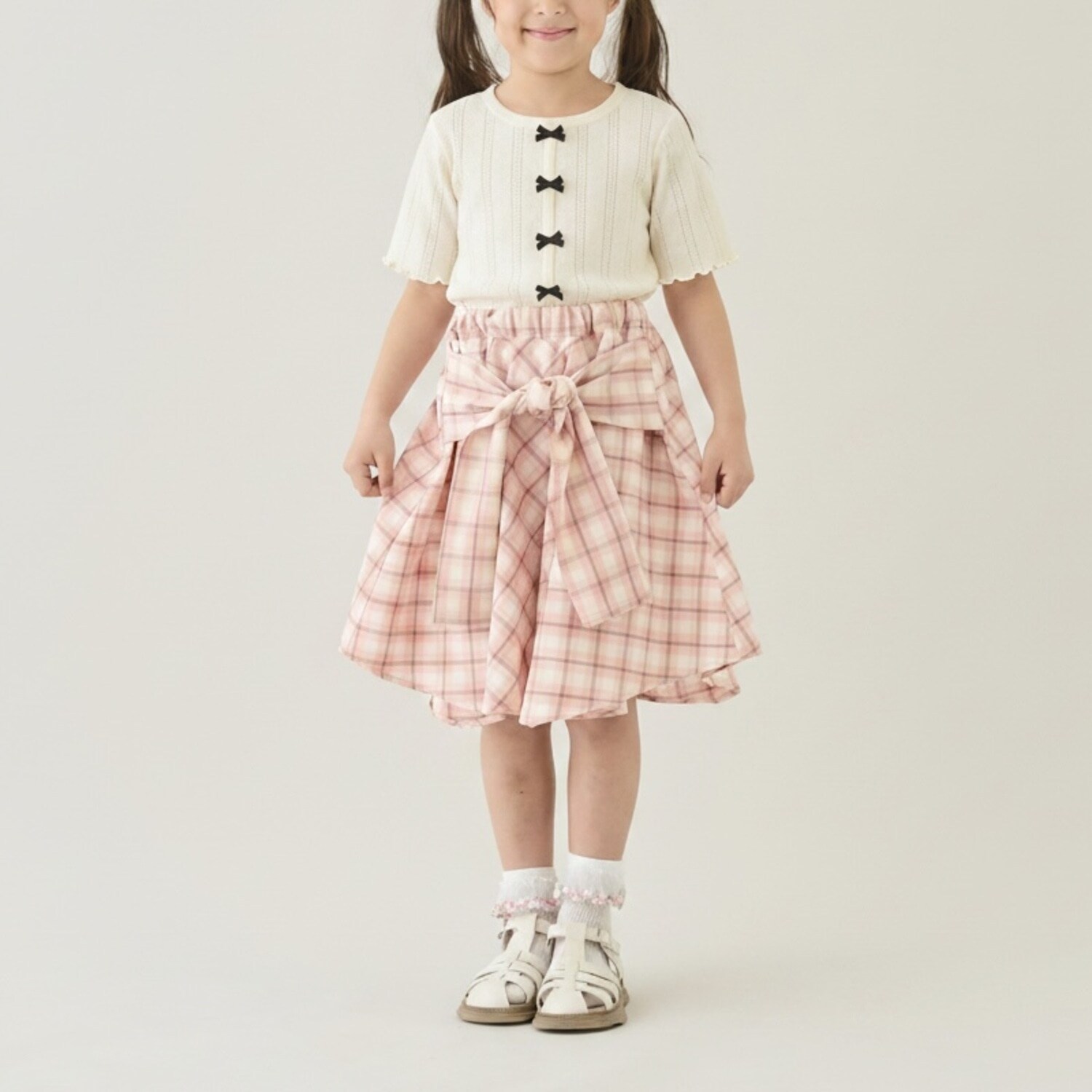 【安心/インパン付き】【たっぷりギャザー】シャツ風チェックスカート(インパン付き)【子供服】【キッズ】【女の子】
