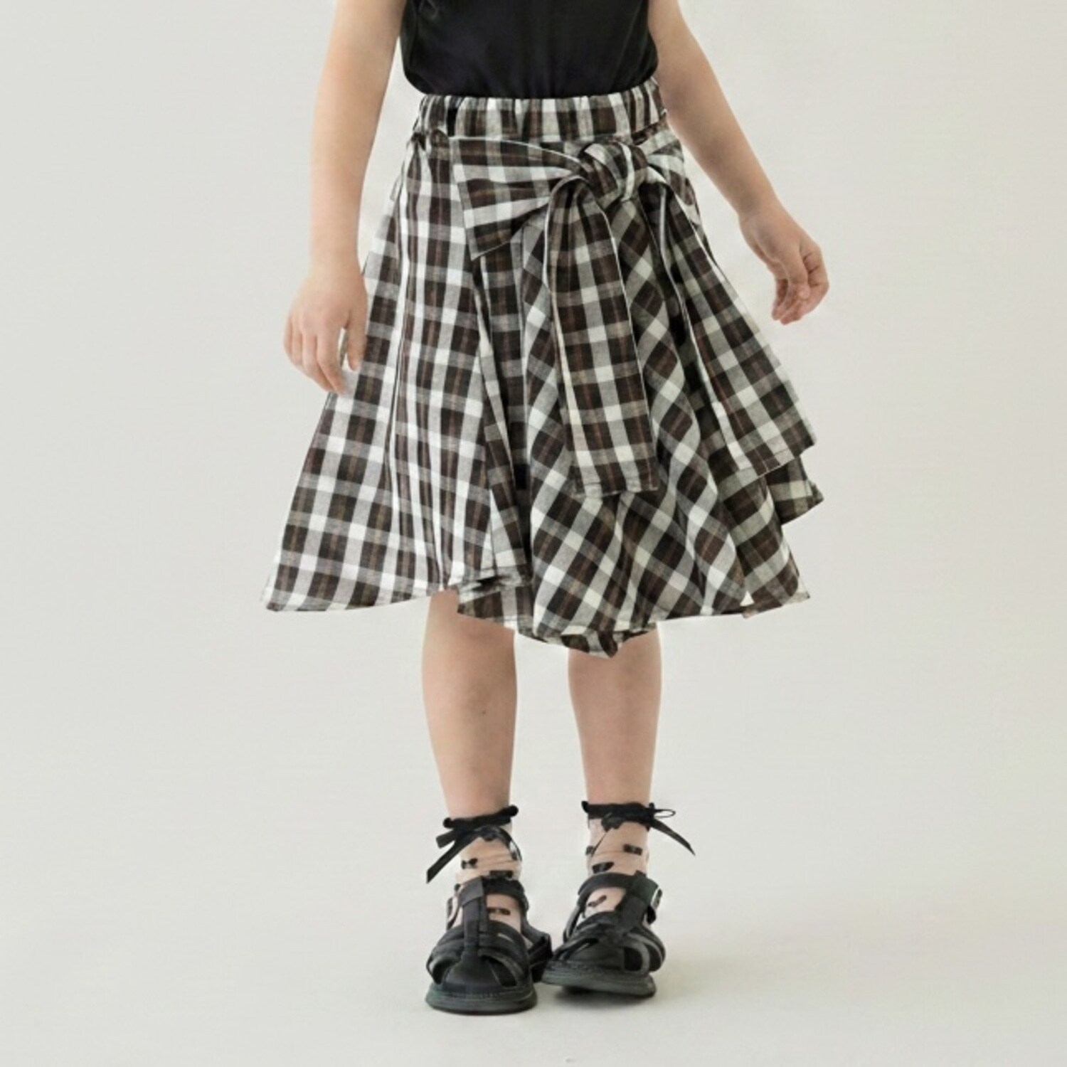 【安心/インパン付き】【たっぷりギャザー】シャツ風チェックスカート(インパン付き)【子供服】【キッズ】【女の子】