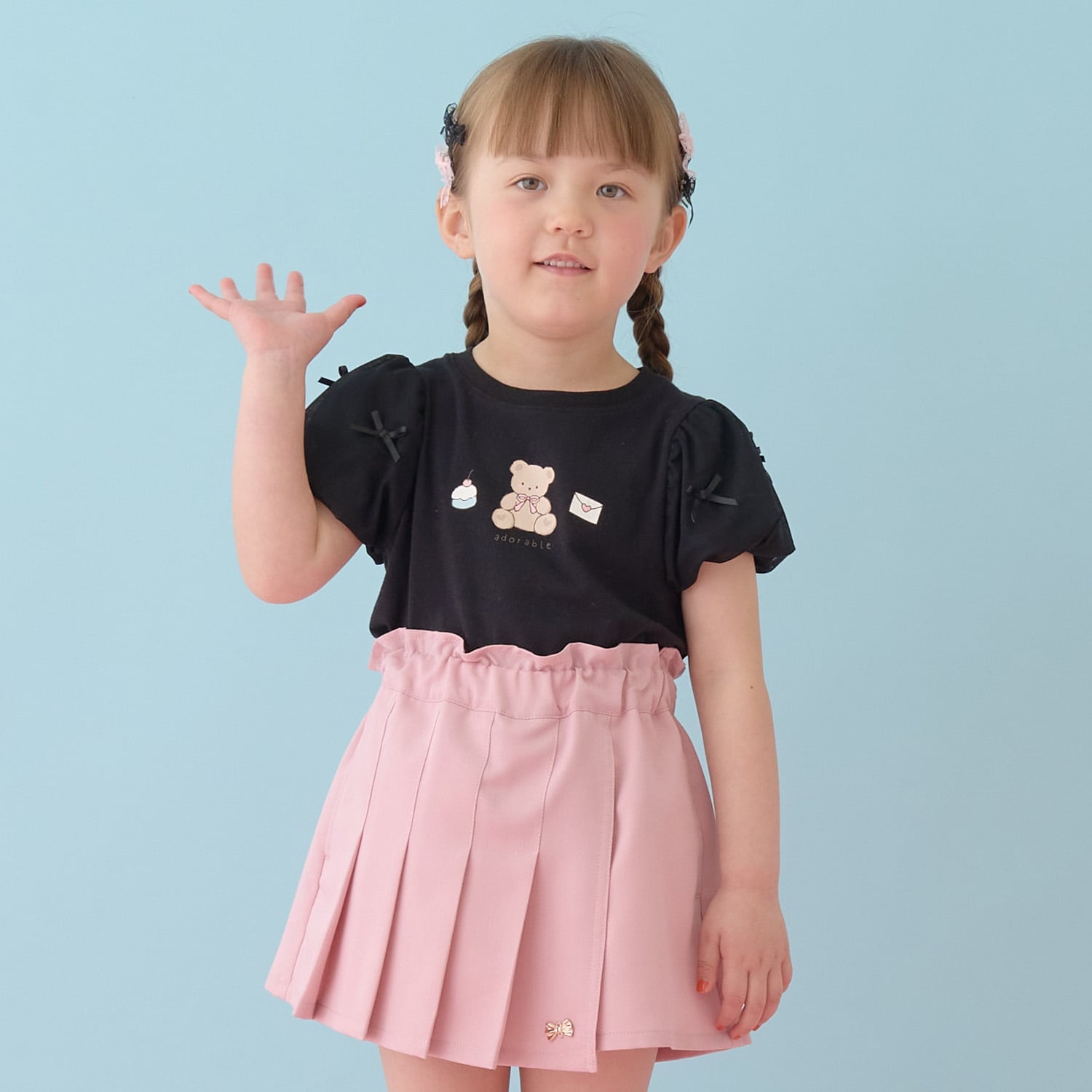 【UVカット・接触冷感】袖チュールパフTシャツ