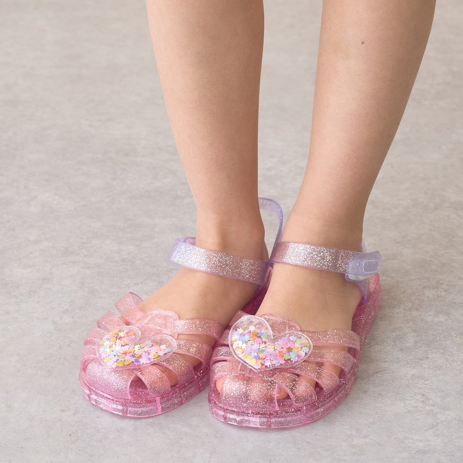 クリアラメキラキラハートサンダル