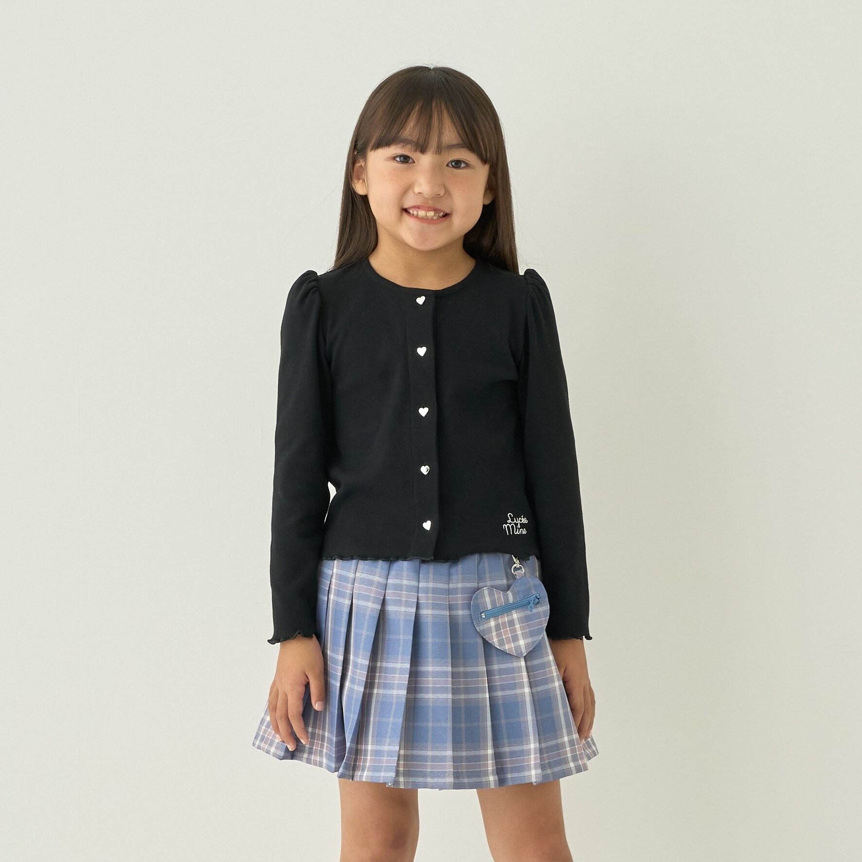 【ミニ丈】ハート釦テレコカーディガン【子供服】【キッズ】【女の子】
