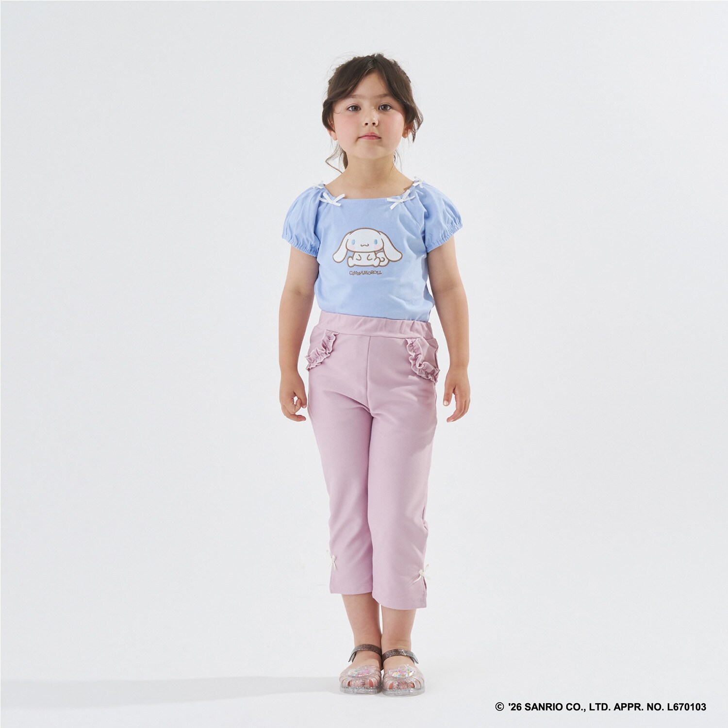 【サンリオキャラクターズ】【綿100%】【シャーベットＴ】アソートアップリケリボン付きＴシャツ