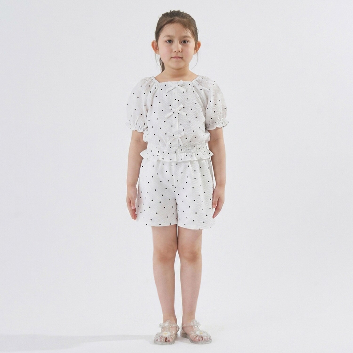 【予約/6月下旬～7月上旬入荷予定】【セットアップ】裾シャーリングトップス・ショートパンツセット
