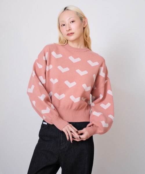 ハート柄ニットプルオーバー