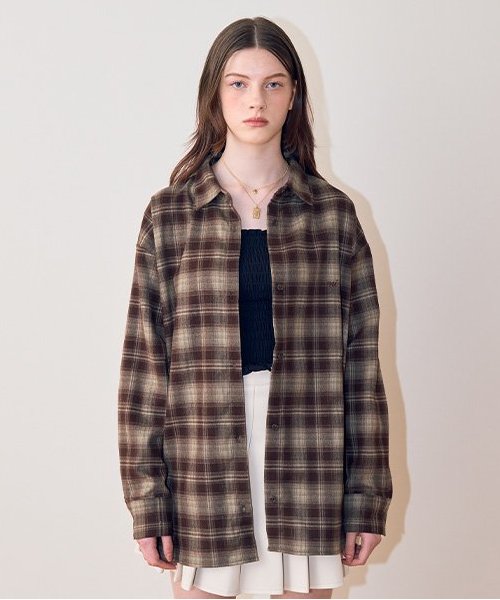 オンブレチェックシャツ【韓国ファッション】