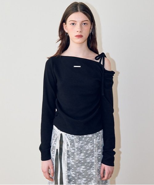 ワンショルリボンテレコ【韓国ファッション】