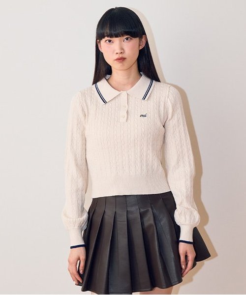 コンパクトポロニット【韓国ファッション】