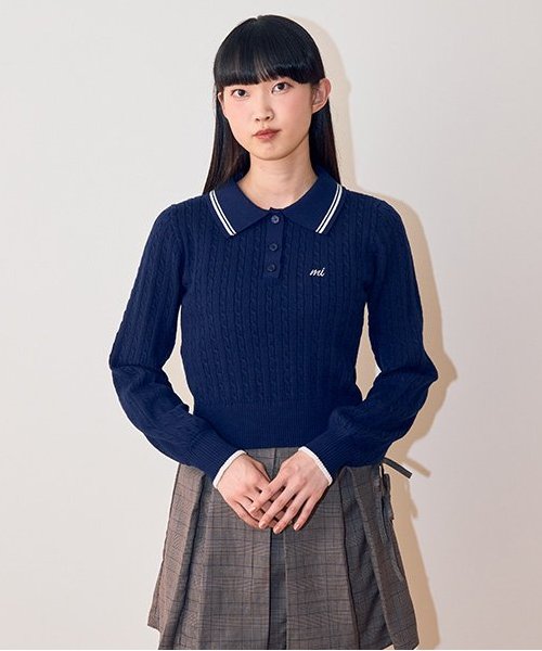 コンパクトポロニット【韓国ファッション】