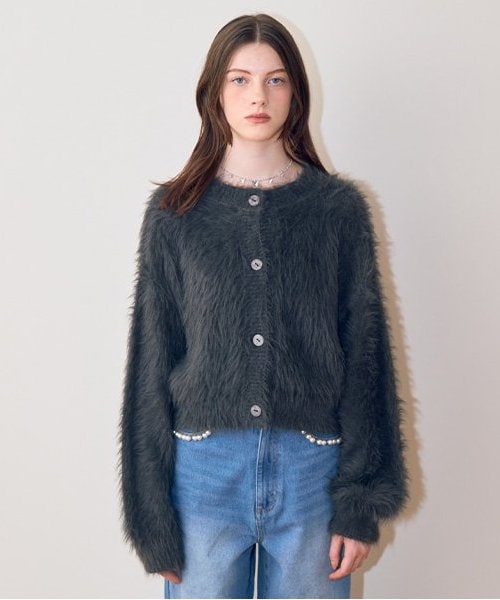 シャギーショートカーディガン【韓国ファッション】