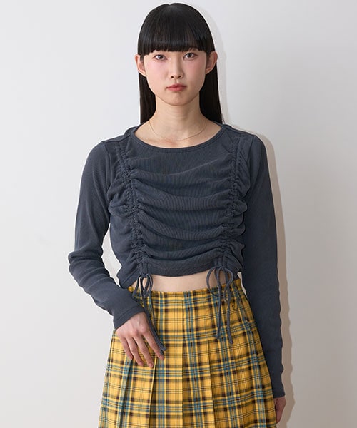 ピグメントシャーリングテレコ【韓国ファッション】