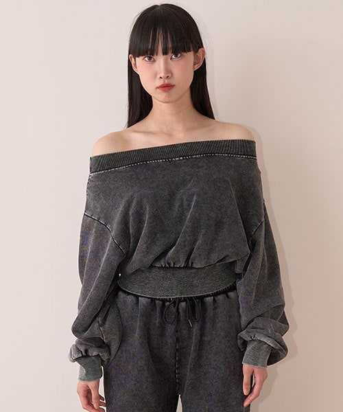 オフショルスウェットプルオーバー【韓国ファッション】