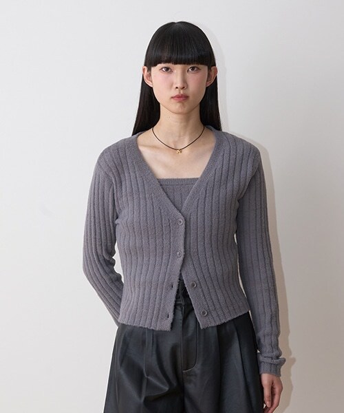 リブカーデキャミSET【韓国ファッション】