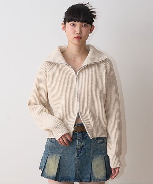 スタンドZIPニット【韓国ファッション】