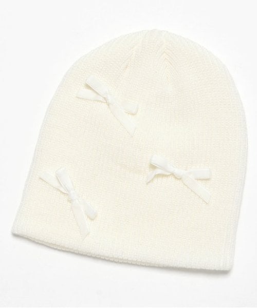 ベロアリボンニット帽【韓国ファッション】