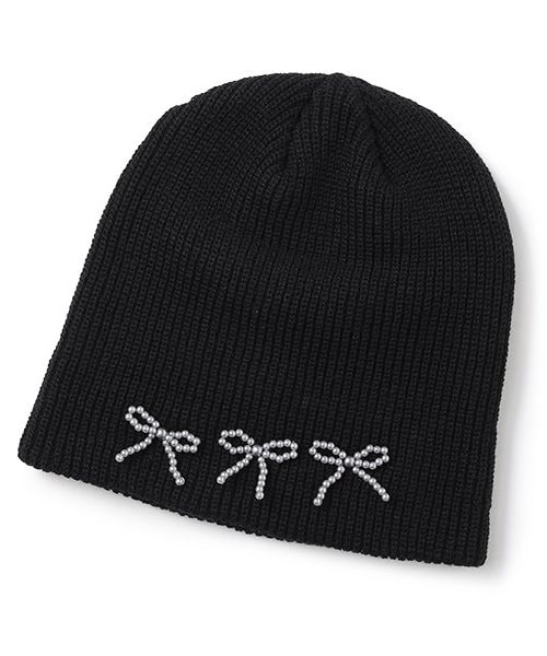 ビーズリボンニット帽【韓国ファッション】