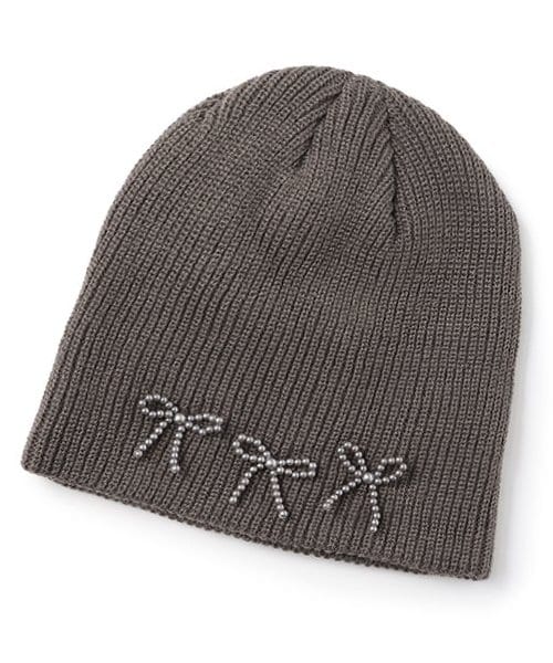 ビーズリボンニット帽【韓国ファッション】