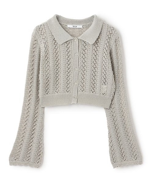 透かし編みポロカーディガン【韓国ファッション】