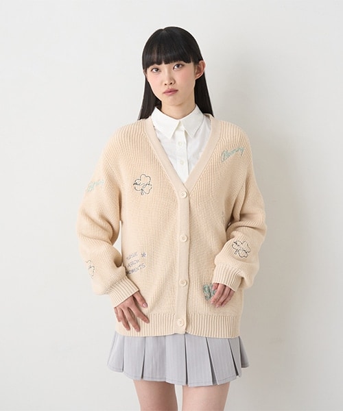 モチーフ刺しゅうカーディガン【韓国ファッション】