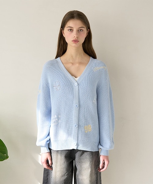 モチーフ刺しゅうカーディガン【韓国ファッション】
