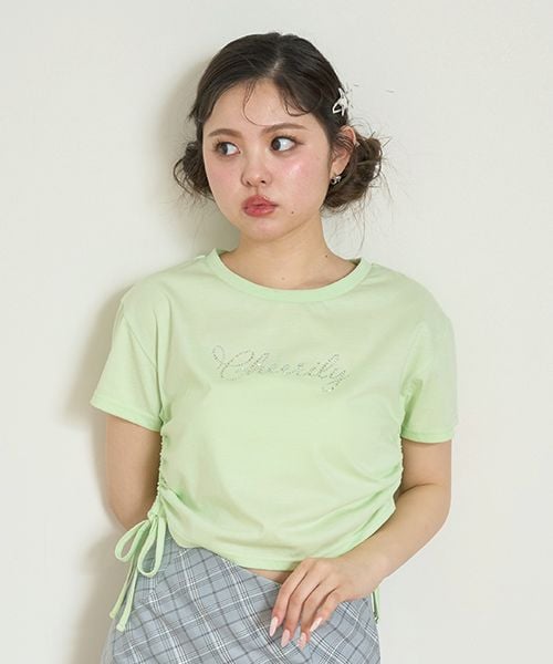 ViVi9月号掲載ストーンロゴ半袖Tシャツ【韓国ファッション】