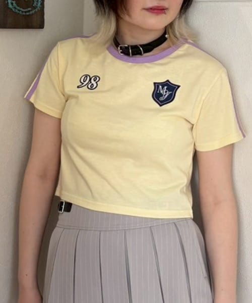 ラインコンパクト半袖Tシャツ【韓国ファッション】