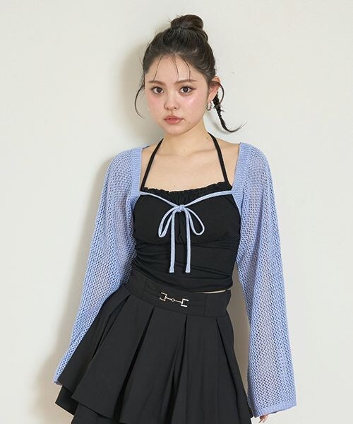 メッシュリボンカーディガン【韓国ファッション】