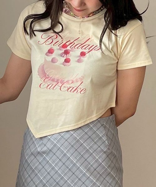 ケーキモチーフ半袖Tシャツ【韓国ファッション】