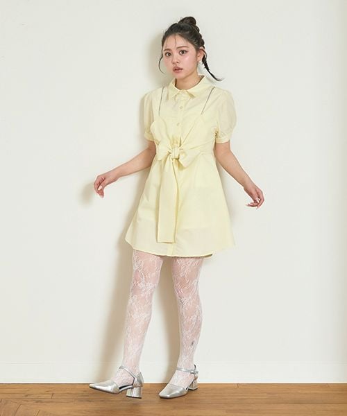 ビスチェつきシャツワンピース【韓国ファッション】