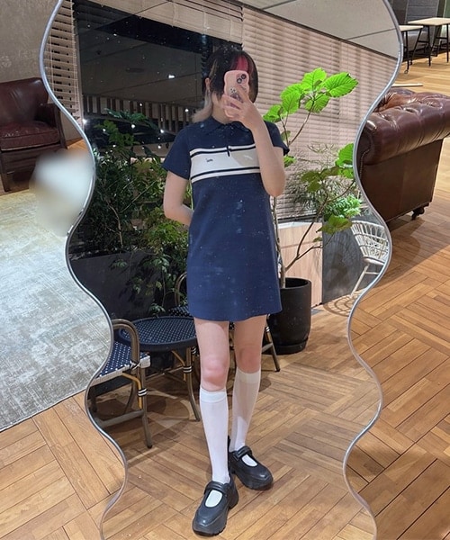 ニットポロワンピース【韓国ファッション】