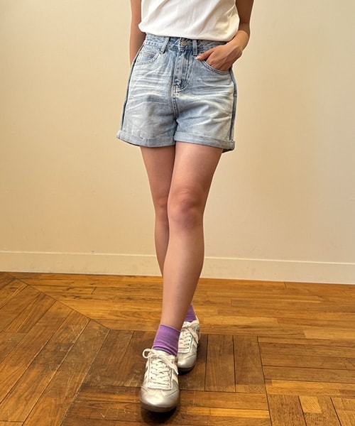 デニムロールアップショートパンツ | Mi-je（ミジェ）