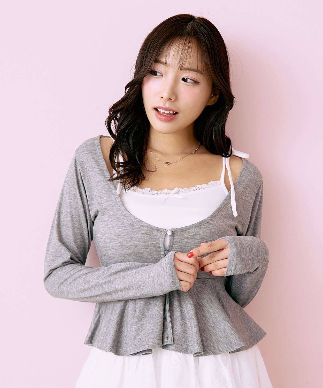 トップス mimi 2021-2022 A/W】メッシュ編みニットトップス（Tシャツ