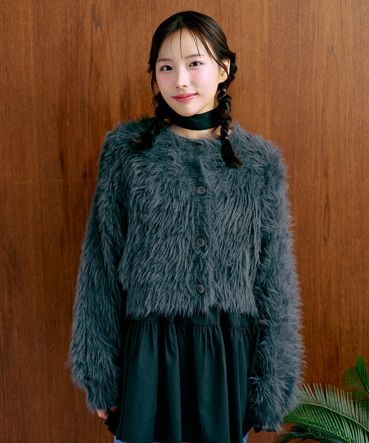 シャギーショートカーディガン【韓国ファッション】