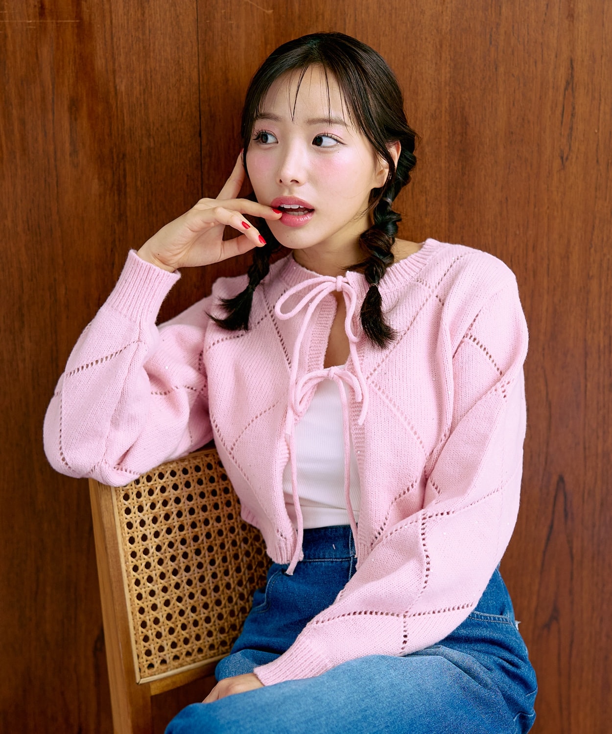 2WAYスパンコールニットカーデ【韓国ファッション】