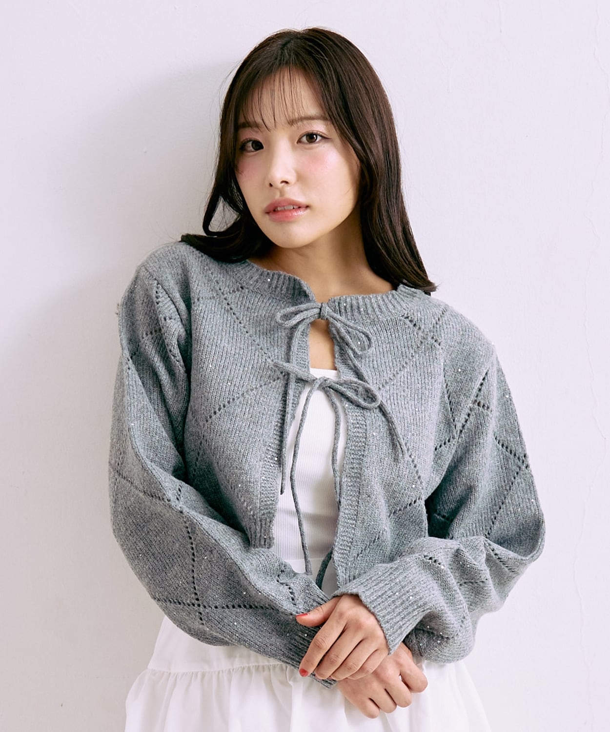 2WAYスパンコールニットカーデ【韓国ファッション】