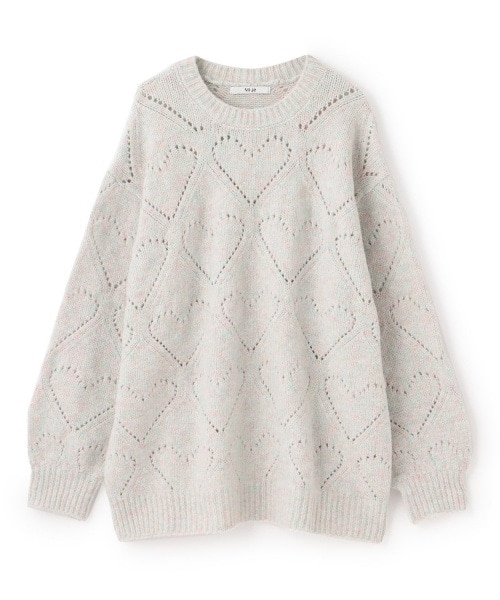 ハート編みMIXルーズニット【韓国ファッション】