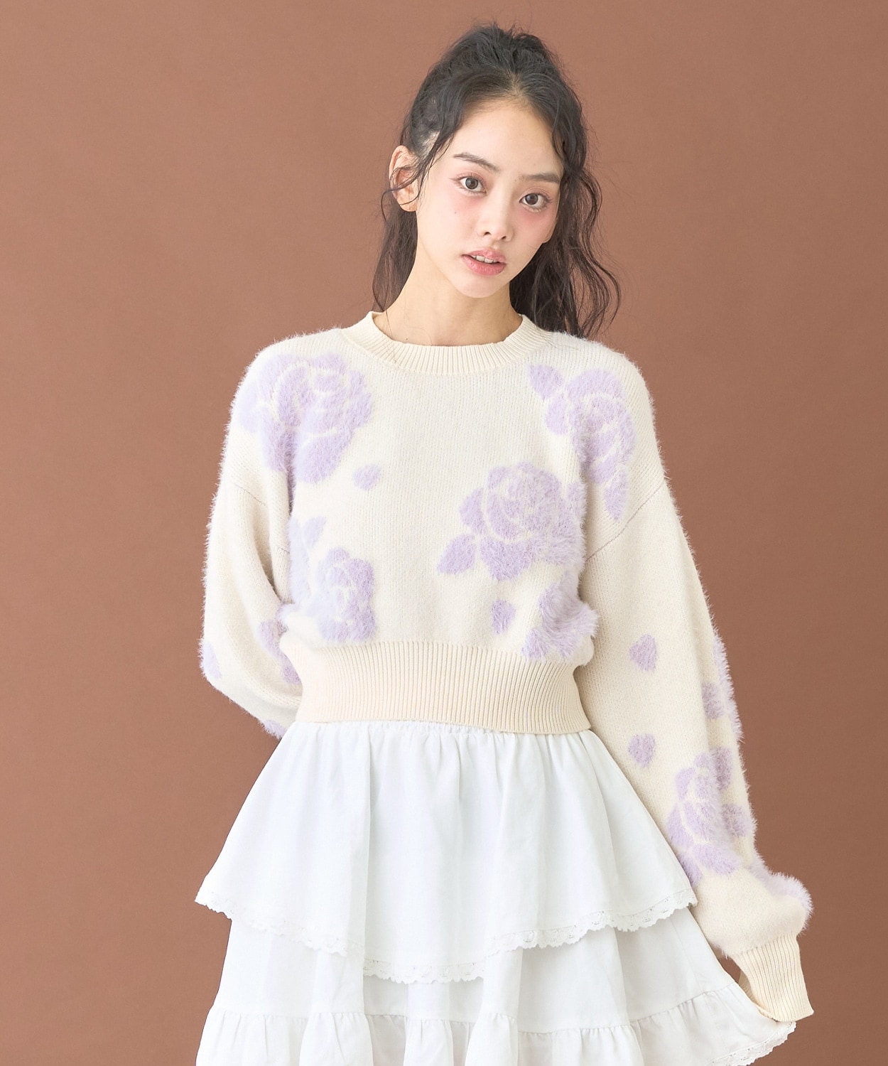 ローズシャギーニット【韓国ファッション】